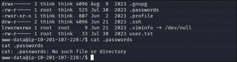 /home/think/.passwords exists